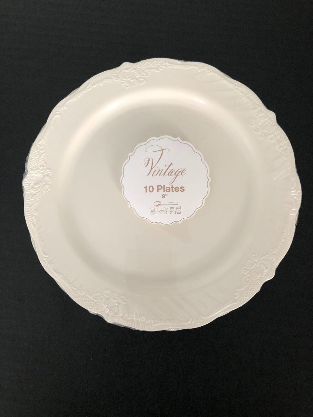 Silver Spoons Vintage Collection Cream Plastic Salad Plates - 9" (Pack of 10)